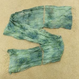 Lost River bluish green beaded scarf